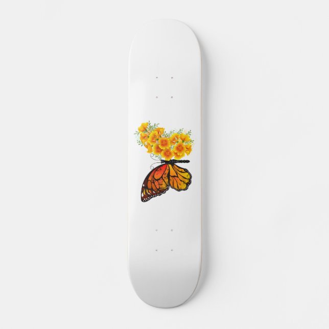 Skate Borboleta Flor com Papagaio Amarelo da Califórnia (Frente)
