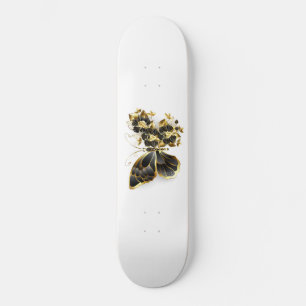 Skate Borboleta Flor Dourada com Orquídea Preta