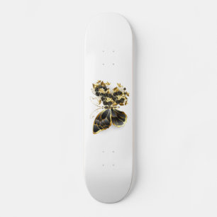 Skate Borboleta Flor Dourada com Orquídea Preta