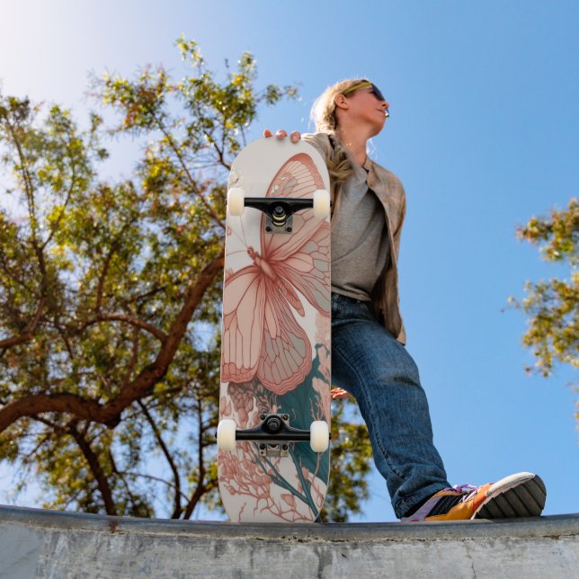 Skate Borboleta Vintage em Flor (Ao ar livre 1)