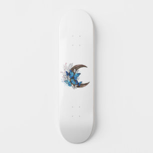 Skate Borboletas azuis em crescente de madeira