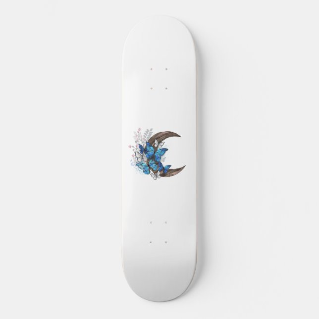 Skate Borboletas azuis em crescente de madeira (Frente)
