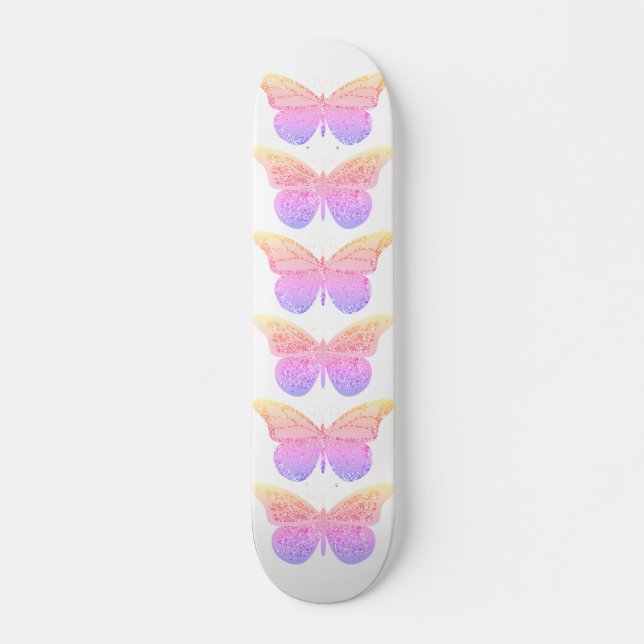 Skate Borboletas Brilho Rosa Roxo (Frente)
