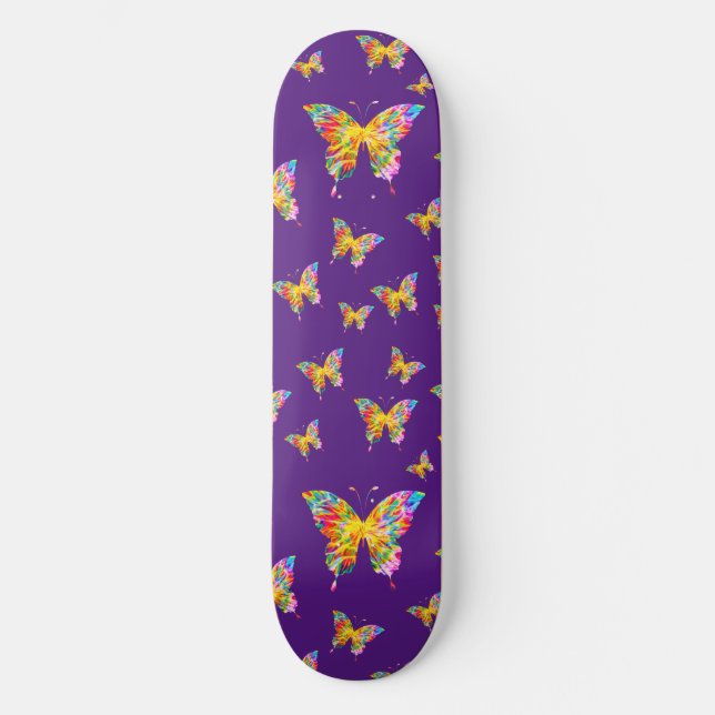 SKATE BORBOLETAS COLORIDAS ABSTRATO (Frente)