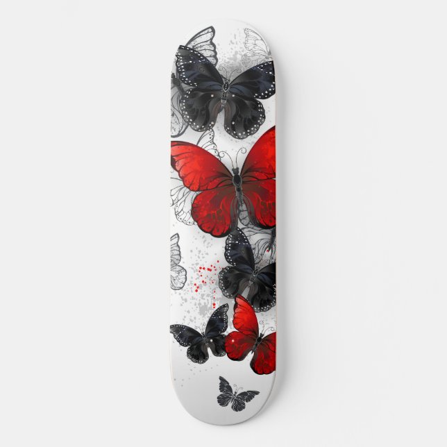 Skate Borboletas Negras e Vermelhas (Frente)