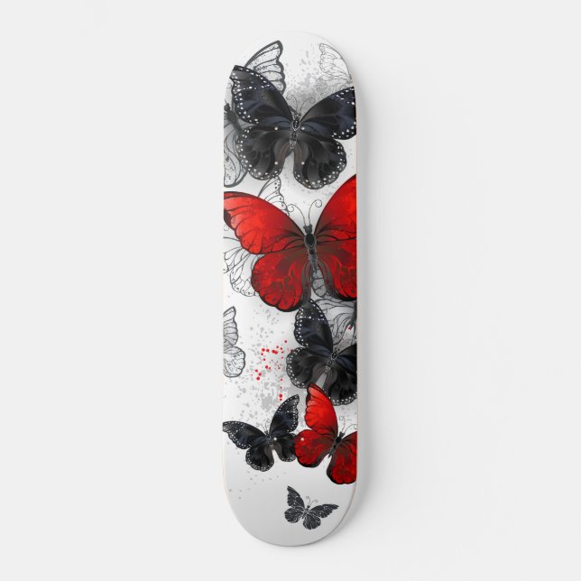 Skate Borboletas Negras e Vermelhas (Frente)