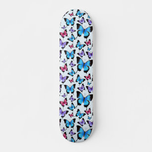 Skate Borboletas Rosa Azul Feminino Fantasioso