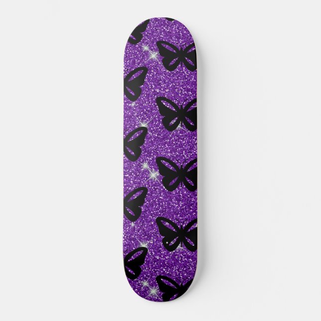 Skate Borboletas Roxo Brilho Voar Insetos Animais (Frente)