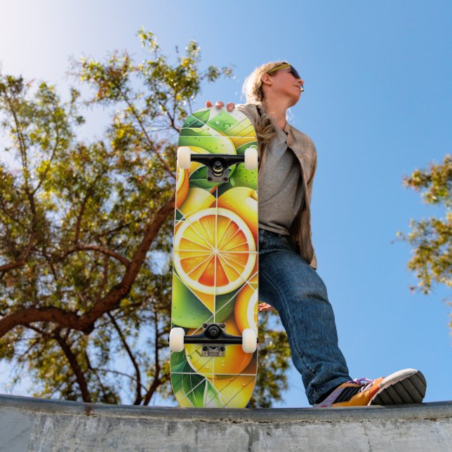 Skate Botânico de Laranja Limão Cítrico Geométrico (Ao ar livre 1)