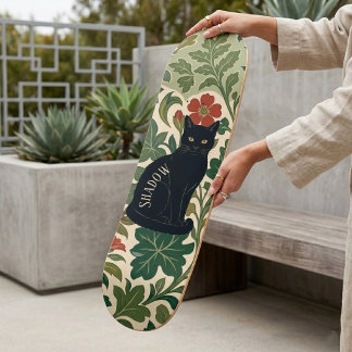 Skate Botânicos de Gato Preto Místico Folhagem Verde Out
