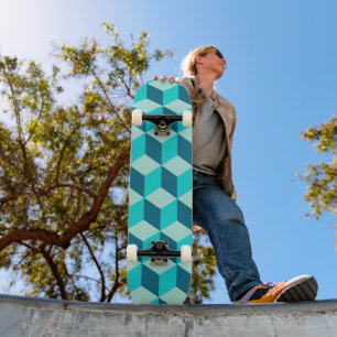 Skate Boy Blue Building Blocks Padrão sem costura