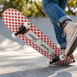 Skate Branco clássico Pontos vermelhos | Nome personaliz