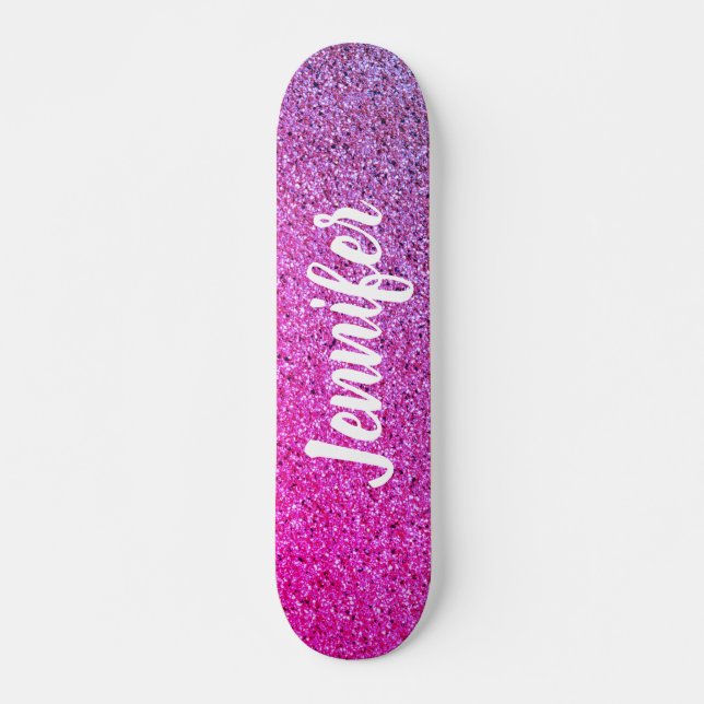 Skate Brilhante de Mão Roxa Rosa Quente - Personalizado (Frente)