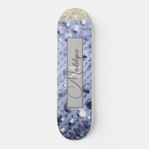 Skate Brilhantes Contas Azuis Monograma