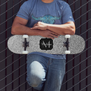 Skate Brilho de luz cinza prateado Monograma