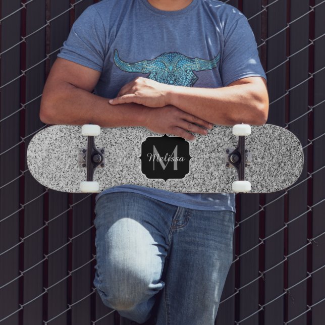 Skate Brilho de luz cinza prateado Monograma (Ao ar livre 3)