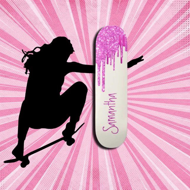 Skate Brilho Rosa Quente (Girl Power, Original and best online Zazzle skateboard shop- Urban Warrior)