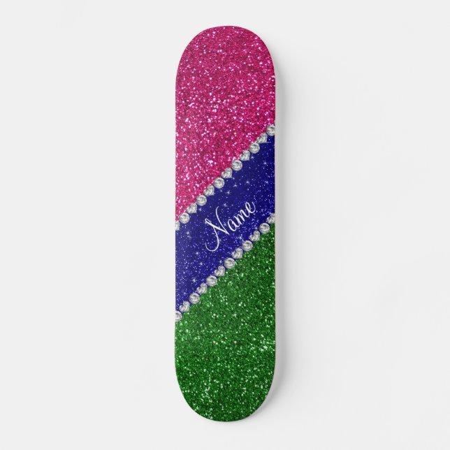 Skate Brilho verde conhecido personalizado do rosa (Frente)