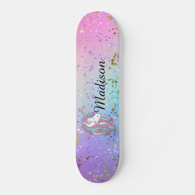 Skate Brito Unicorn - Ombre Rainbow Glitter Sparkle (Frente)