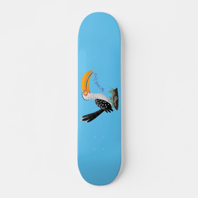 Skate Bucero-beiçudo-amarelo engraçado desenho de pássar (Frente)