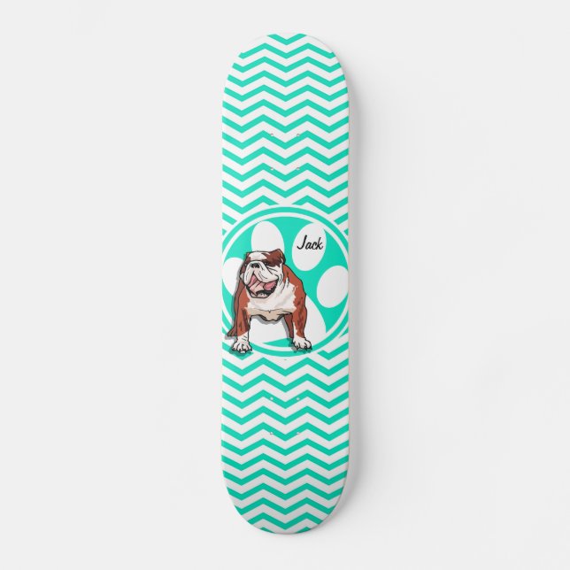 Skate Bulldog; Aqua Green Chevron (Frente)