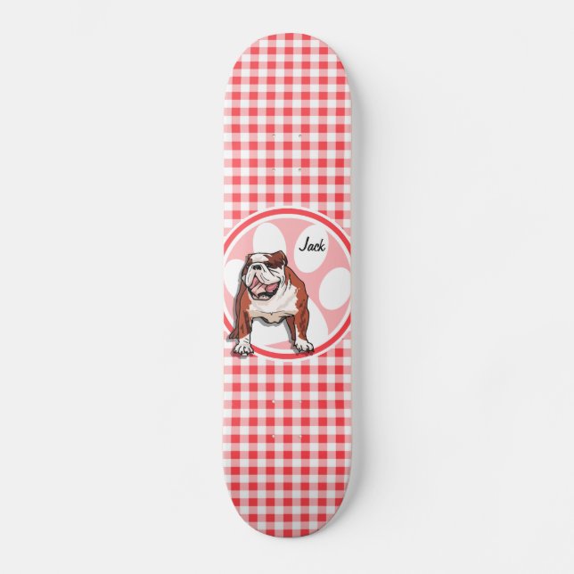 Skate Bulldog; Red and White Gingham (Frente)