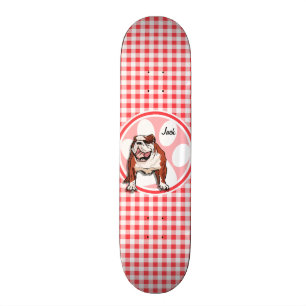 Skate Bulldog; Red and White Gingham