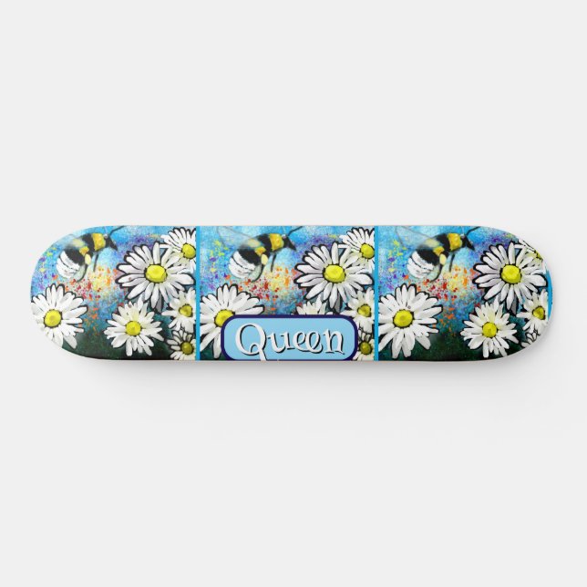 Skate Bumble Bee Whimsical em Daisies Personalizado (Horz)