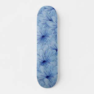 Skate Buquê de Flores Selvagens Azuis de Aquarela