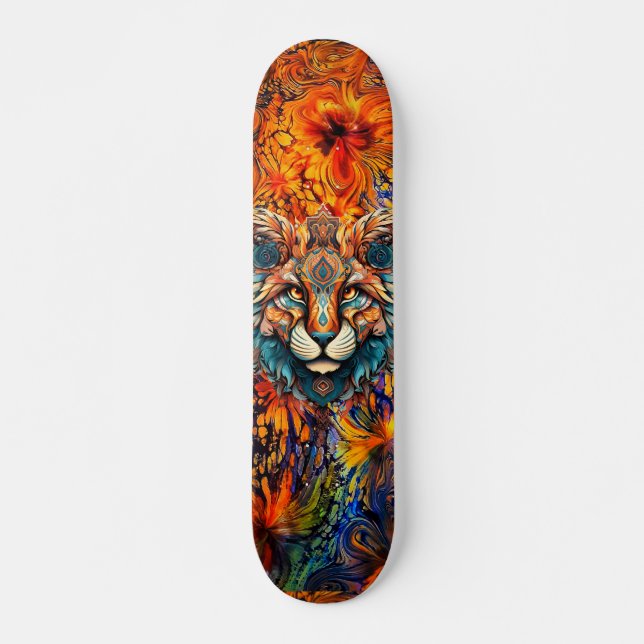 Skate Cabeça Animal de Boho e Abstrato (Frente)