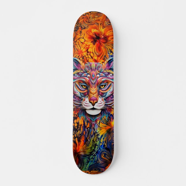 Skate Cabeça Animal de Boho e Abstrato (Frente)