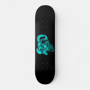 Skate Cabeça do Demônio Negro e Design Verde