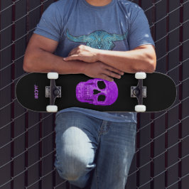 Skate Cabeça Gótica Cabeça Neon Roxo Preto Legal