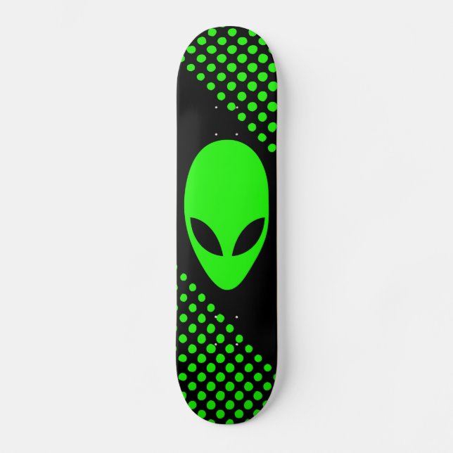 Skate Cabeça verde de néon da alienígena de espaço (Frente)
