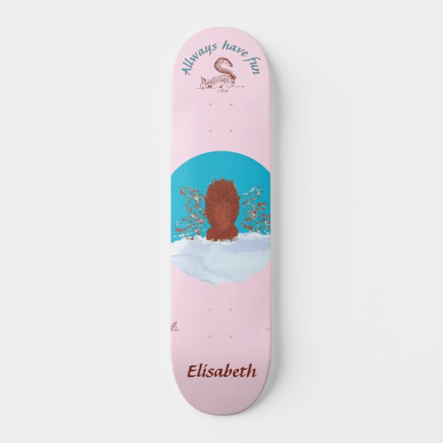 Skate caça divertida esquilo cavando personalizar nome (Frente)