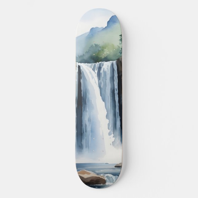 Skate Cachoeira pintada à aquarela (Frente)