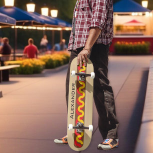 Skate Cachorro-Quente Colorido Com Nome Personalizado