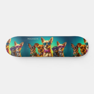 Skate Cachorros Engraçados com Nome Personalizado
