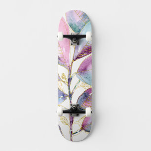 Skate Caderno Espiral de Folhas Botânicas em Aquarela Pa