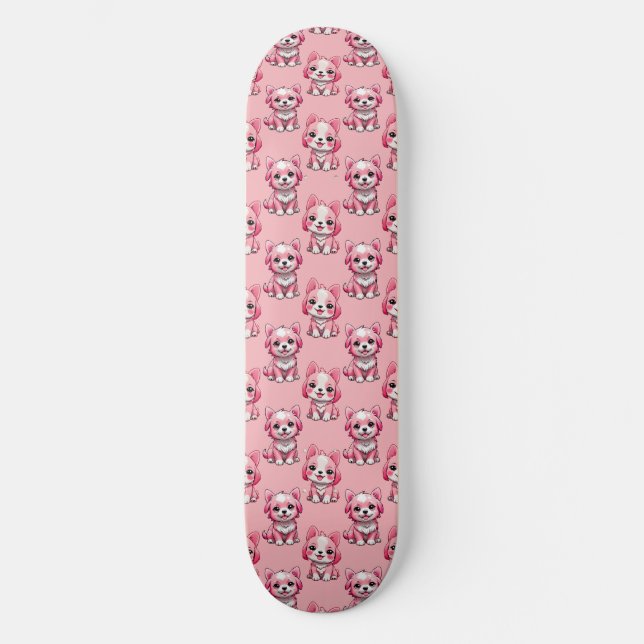 Skate Cães Rosa Fofos (Frente)