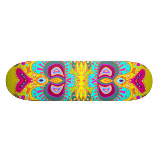 Skate Caleidoscópio cor-de-rosa amarelo do coração de