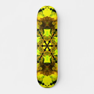 Skate Caleidoscópio Psicodélico Flor Amarelo e Verde