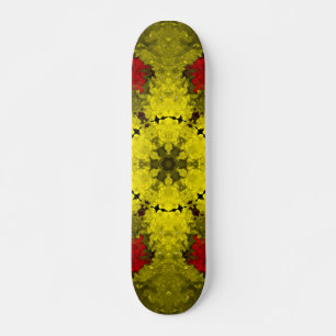 Skate Caleidoscópio Psicodélico Flor Vermelho e Amarelo