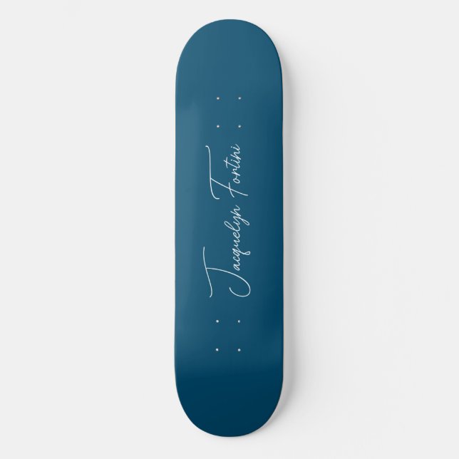 Skate Caligrafia Minimalista Plana Azul Oceânica Elegant (Frente)