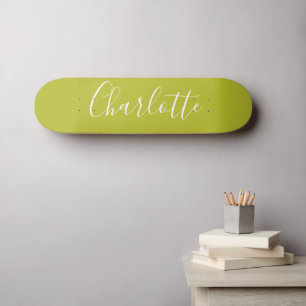 Skate Caligrafia Personalizada Chic Nome Lime Chartreuse