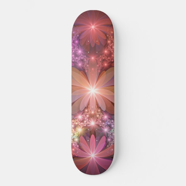 Skate Cama De Flores Arte Fractal Abstrato brilhante Col (Frente)