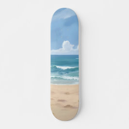 Skate Caminho da Praia | Pintura Costeira em Aquarela do