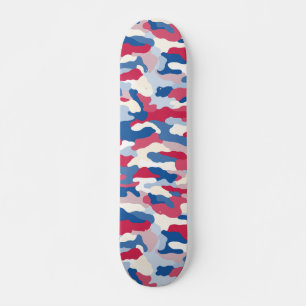 Skate Camuflagem Azul e Branco Vermelho