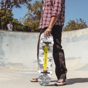 Skate Camuflagem Cinza Neve de Inverno Personalize seu n