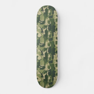 Skate Camuflagem Gatos Padrão Exército Gatinhos Verdes C